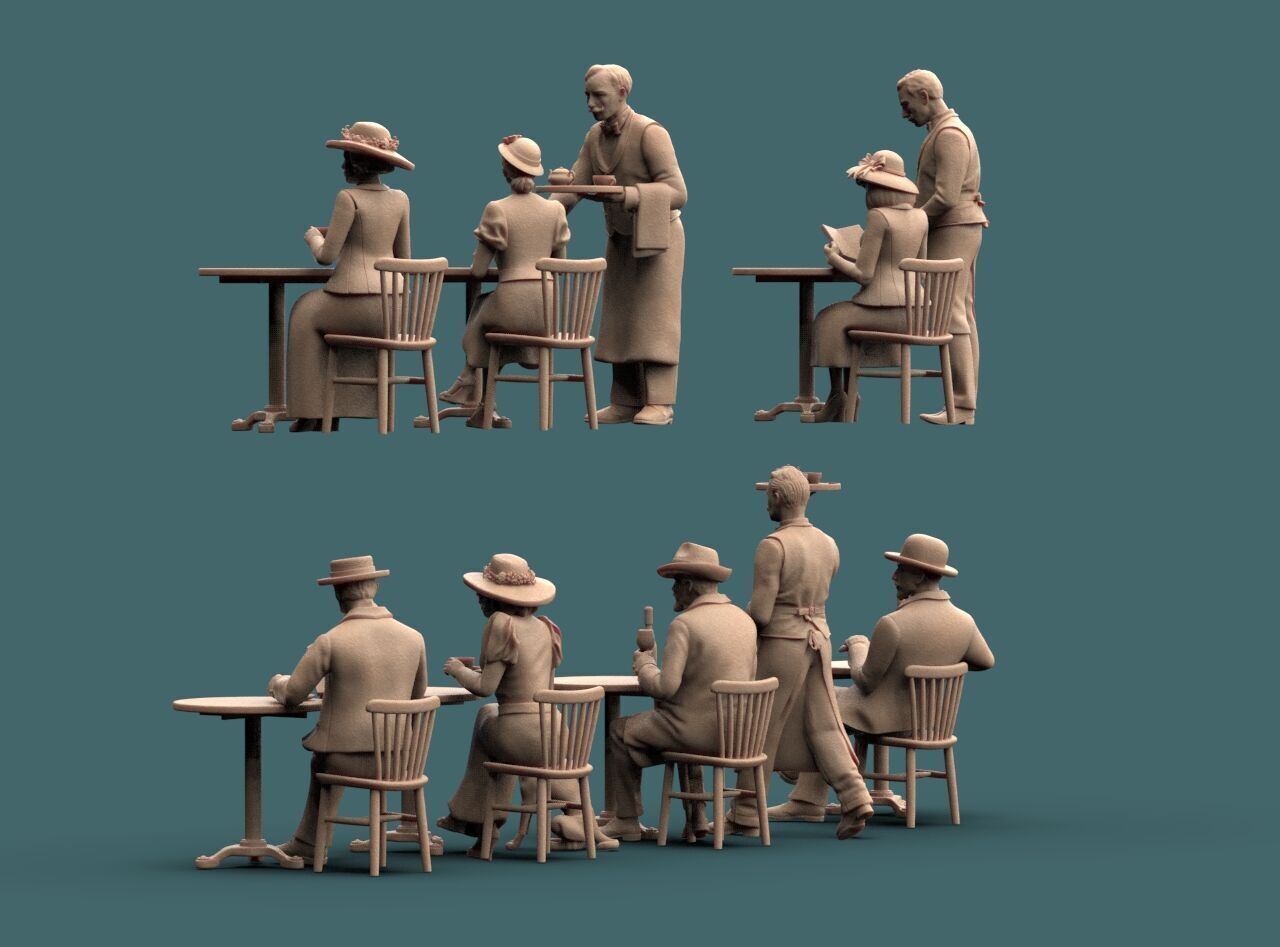 Waiters and Clients 3D print model_12