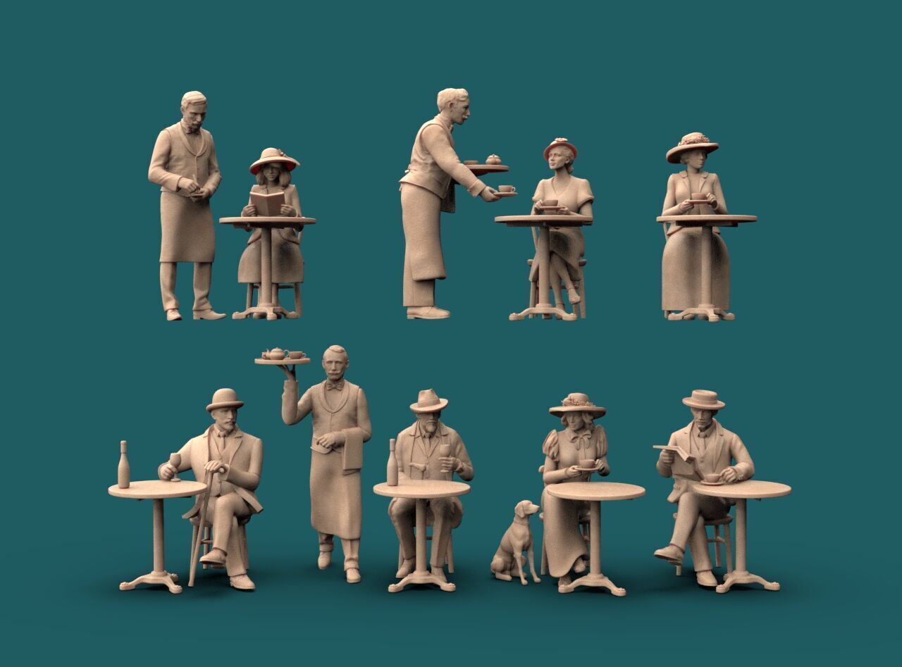 Waiters and Clients 3D print model_7