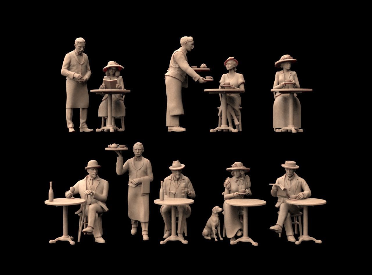 Waiters and Clients 3D print model_5