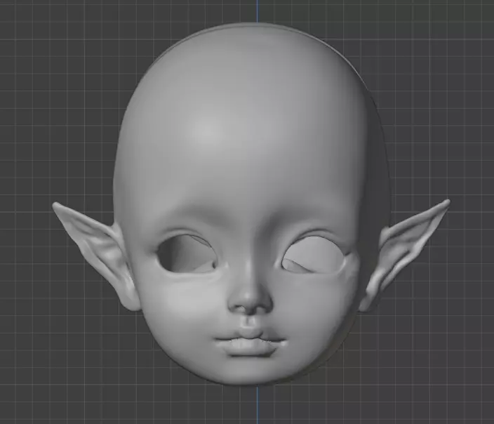 3d digital file baby elf head with horizontal ears for bjd doll 3D print model_0