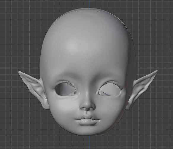 3d digital file baby elf head with horizontal ears for bjd doll  3D print model