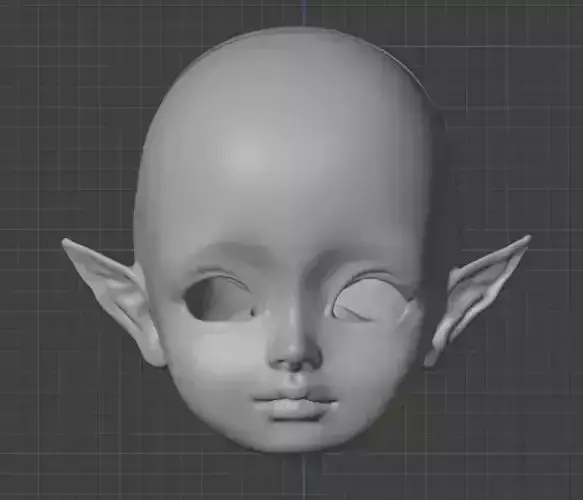 3d digital file baby elf head with horizontal ears for bjd doll 