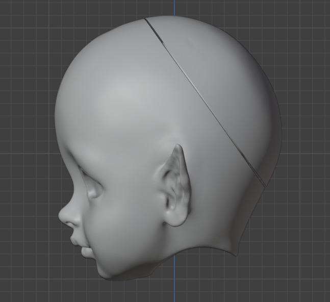 3d digital file baby elf head with horizontal ears for bjd doll 3D print model_2