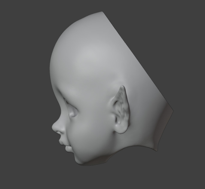 3d digital file baby elf head with horizontal ears for bjd doll 3D print model_7