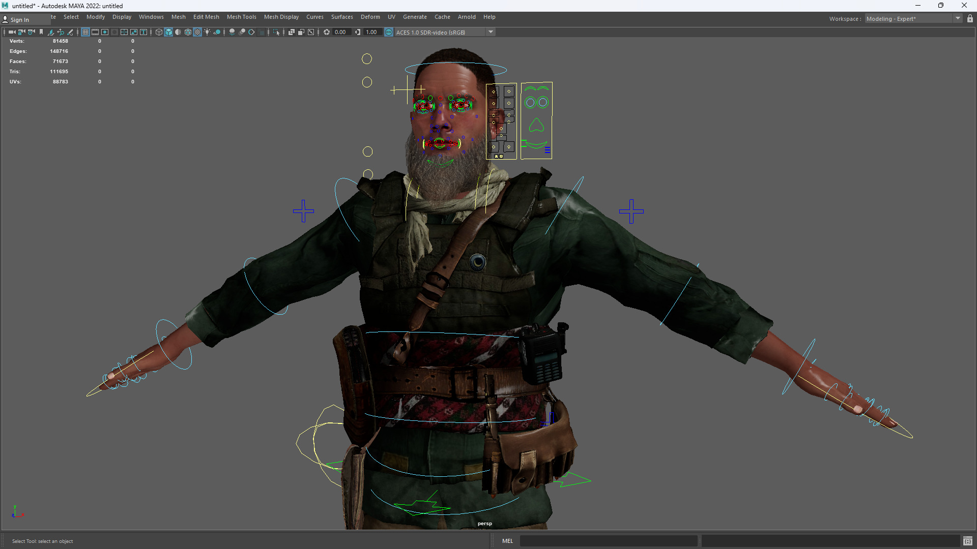 Rugged Mercenary Soldier Realistic Male terroriste Character Low-poly 3D model_18