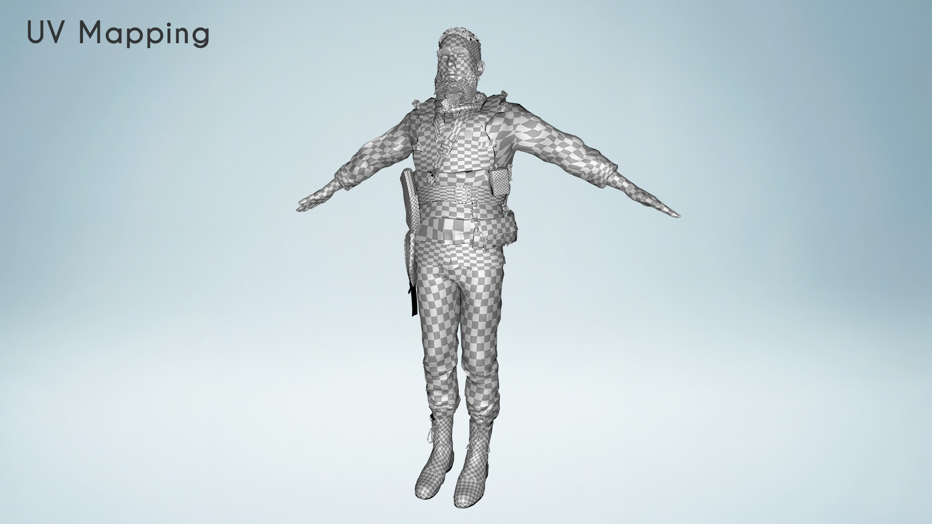 Rugged Mercenary Soldier Realistic Male terroriste Character Low-poly 3D model_23