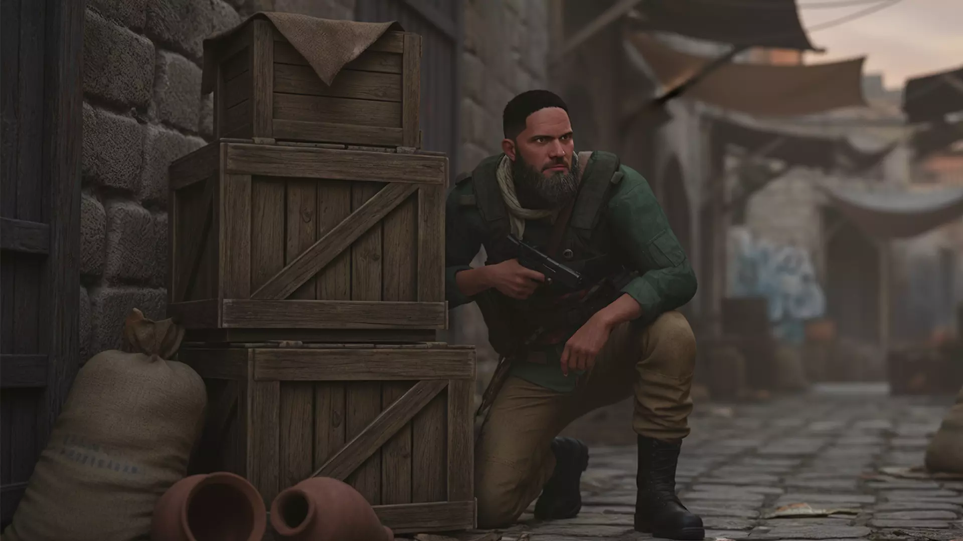 Rugged Mercenary Soldier Realistic Male terroriste Character Low-poly 3D model_3