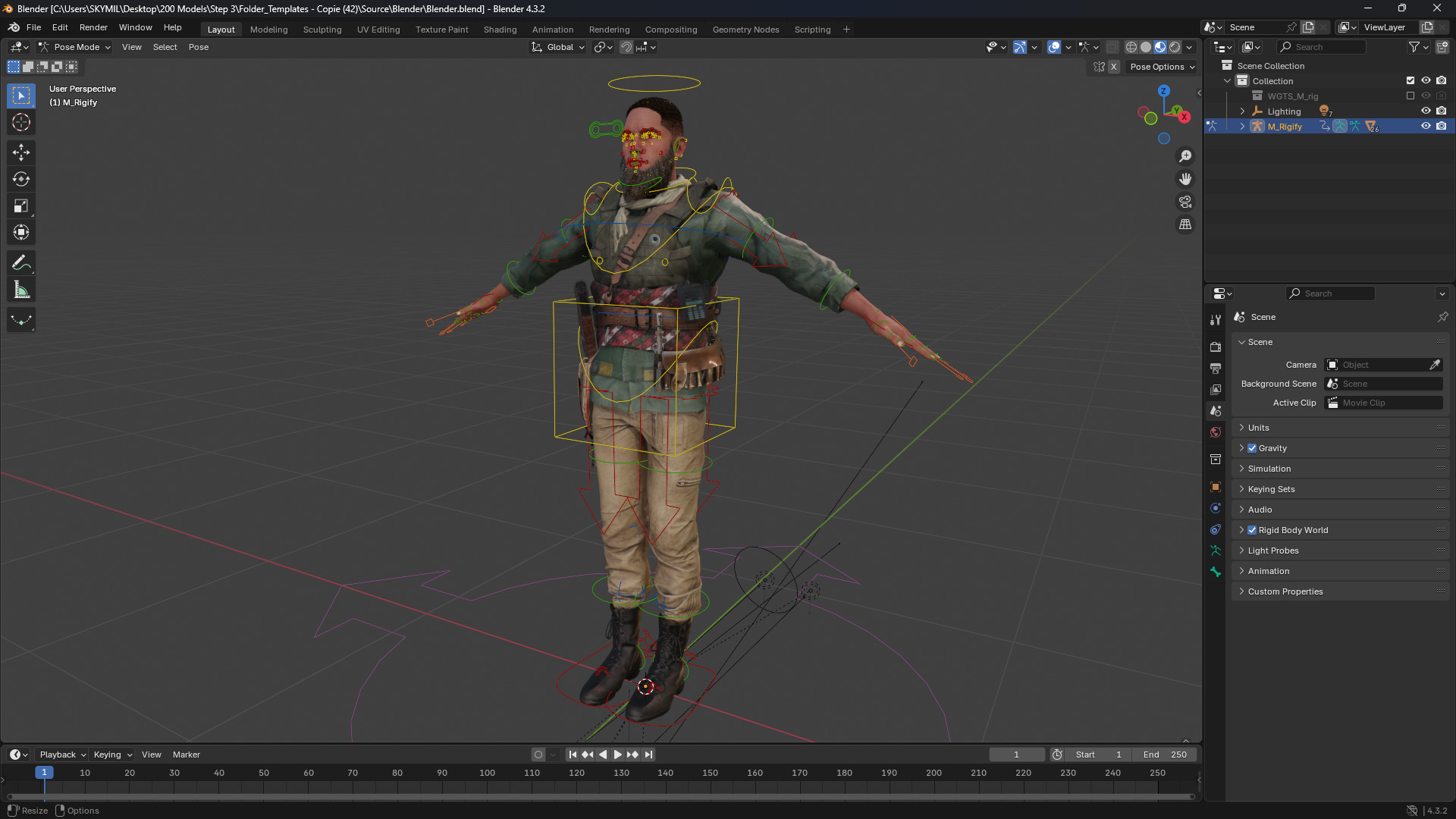 Rugged Mercenary Soldier Realistic Male terroriste Character Low-poly 3D model_13