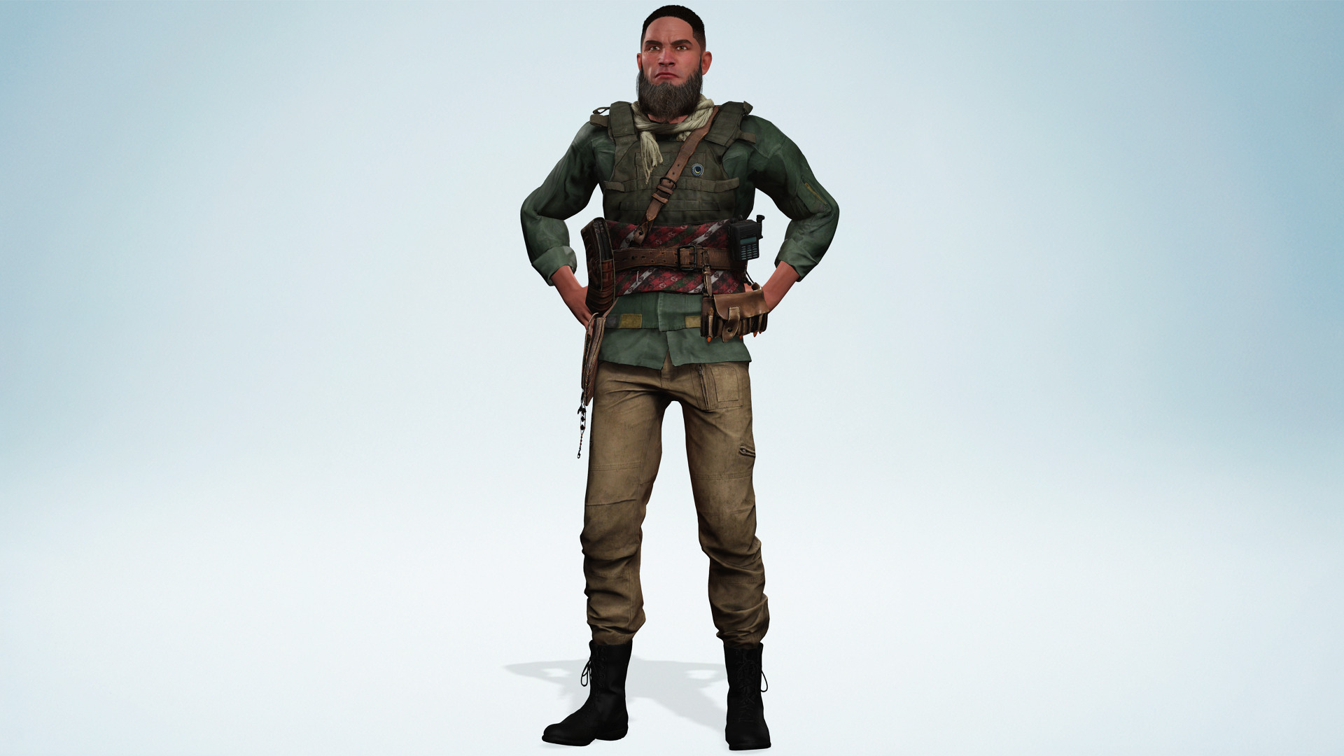 Rugged Mercenary Soldier Realistic Male terroriste Character Low-poly 3D model_1