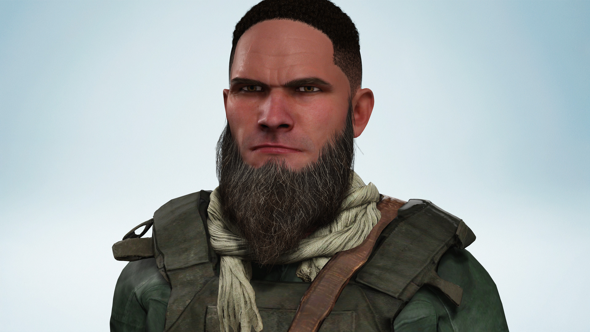 Rugged Mercenary Soldier Realistic Male terroriste Character Low-poly 3D model_10