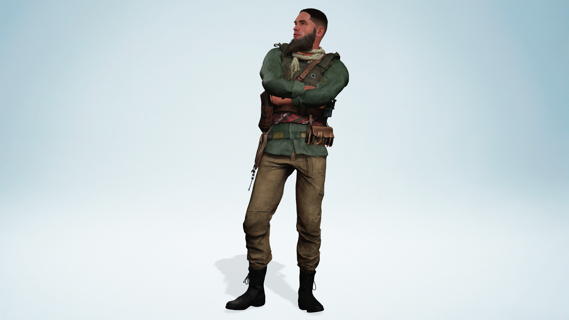 Rugged Mercenary Soldier Realistic Male terroriste Character Low-poly 3D model_2