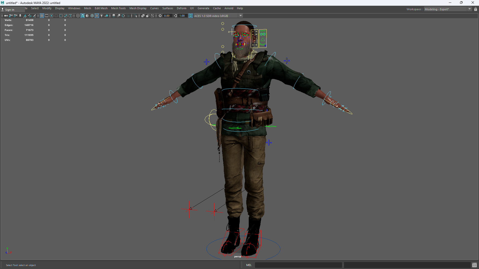 Rugged Mercenary Soldier Realistic Male terroriste Character Low-poly 3D model_17