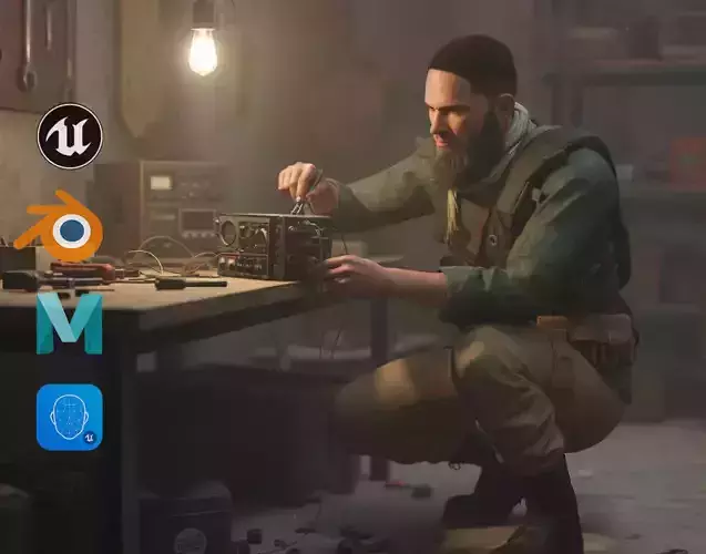 Rugged Mercenary Soldier Realistic Male terroriste Character