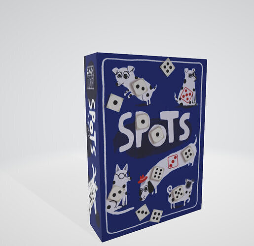 Spots German Edition Push your luck dice game with adorable dogs 3D model