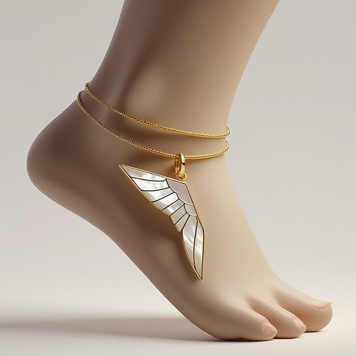 Wings of Selene Mother of Pearl Gold Anklet 3D print model