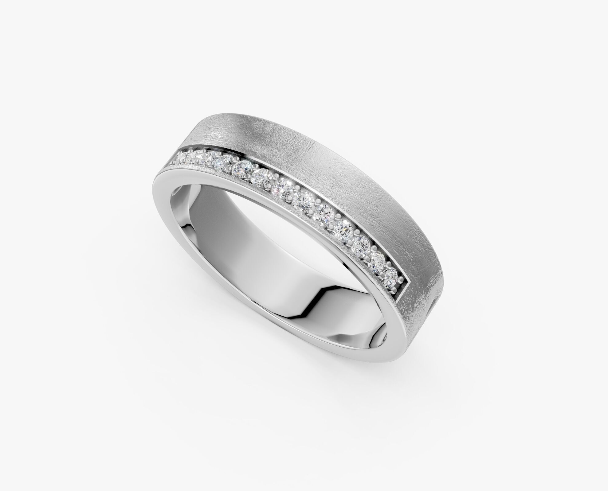 ZDR0385 Men wedding band ring with diamonds 3D print model_2
