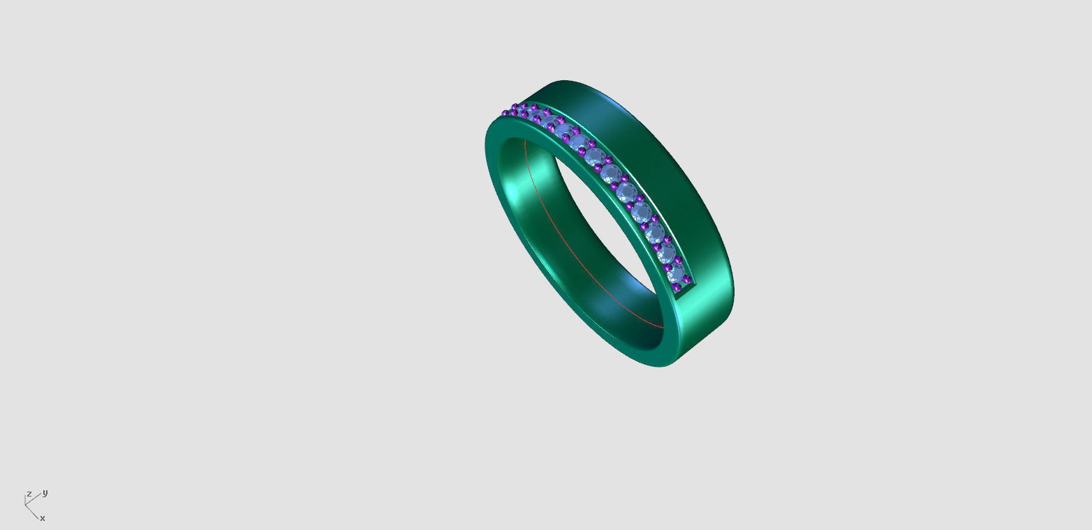 ZDR0385 Men wedding band ring with diamonds 3D print model_4