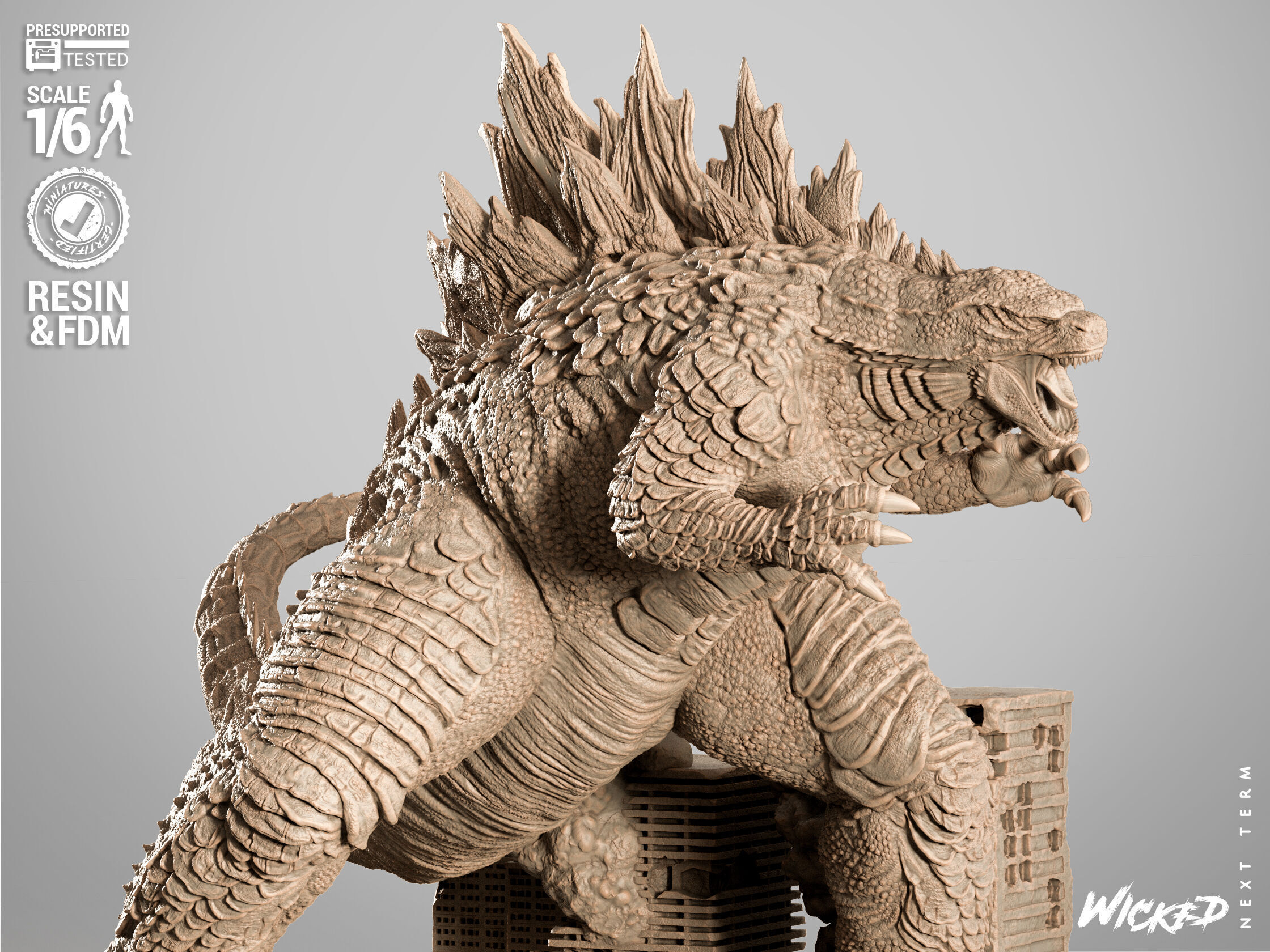 Wicked Movies Godzilla Sculpture 3D print model_3