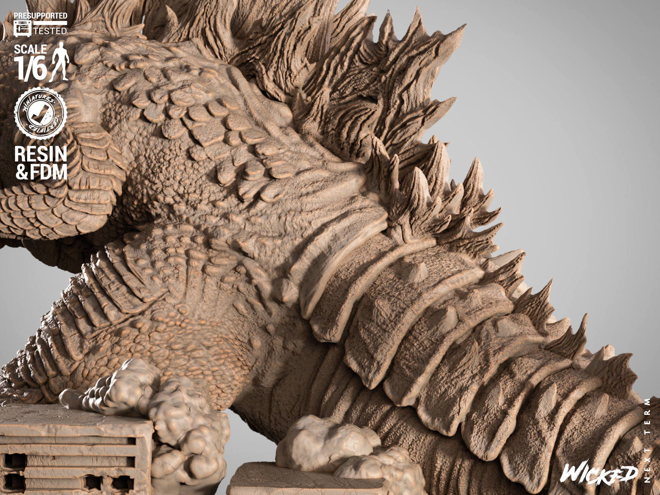 Wicked Movies Godzilla Sculpture 3D print model_14