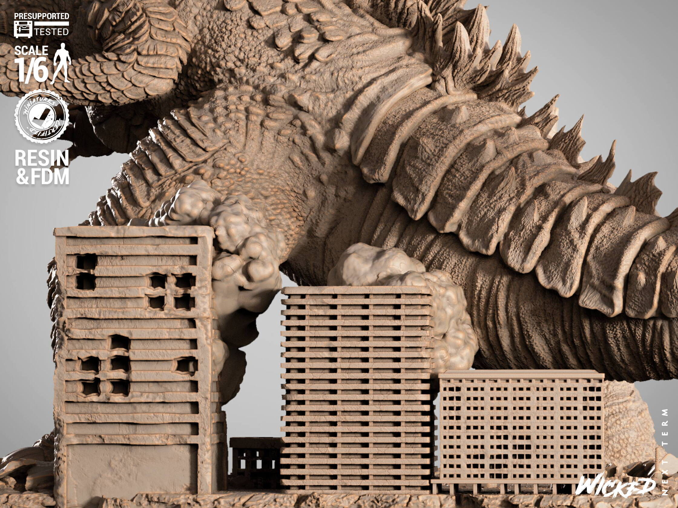 Wicked Movies Godzilla Sculpture 3D print model_15