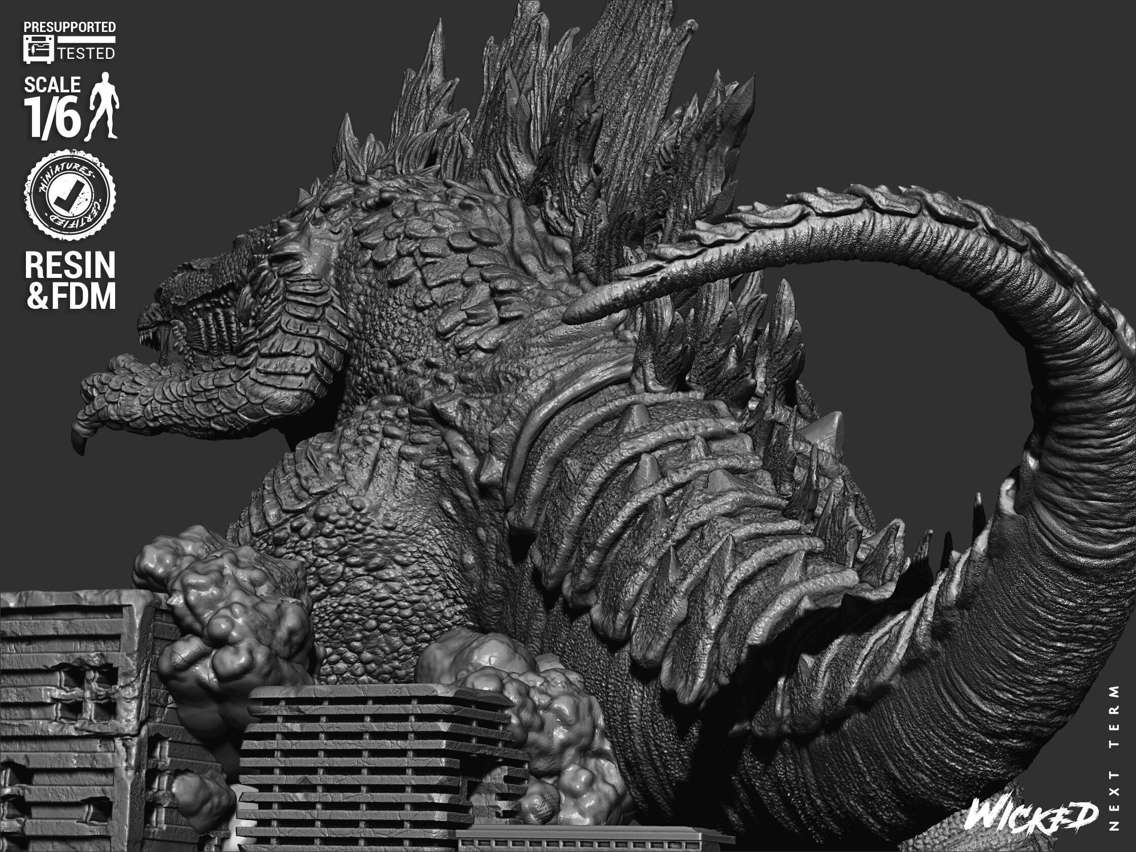 Wicked Movies Godzilla Sculpture 3D print model_18