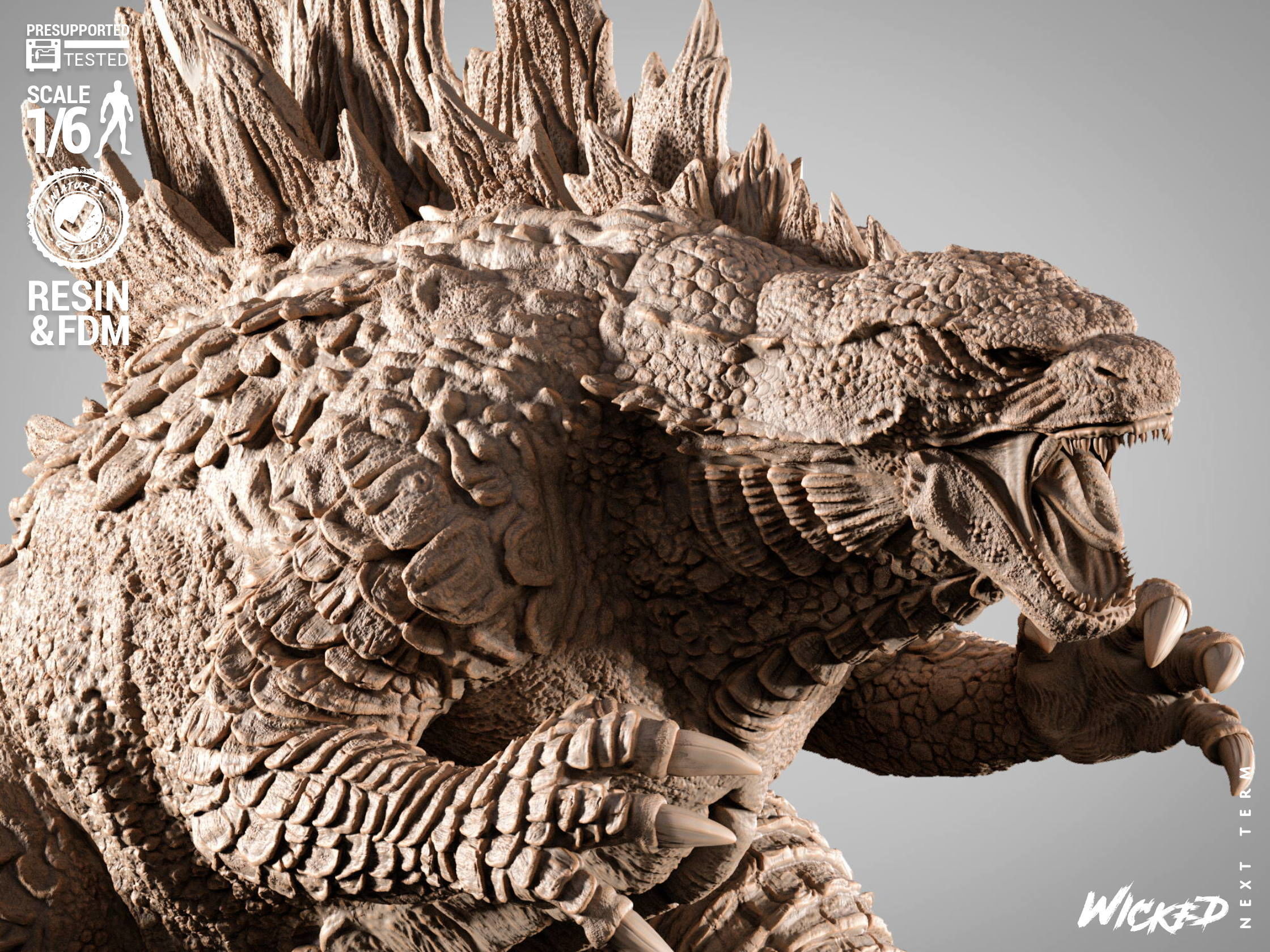 Wicked Movies Godzilla Sculpture 3D print model_9