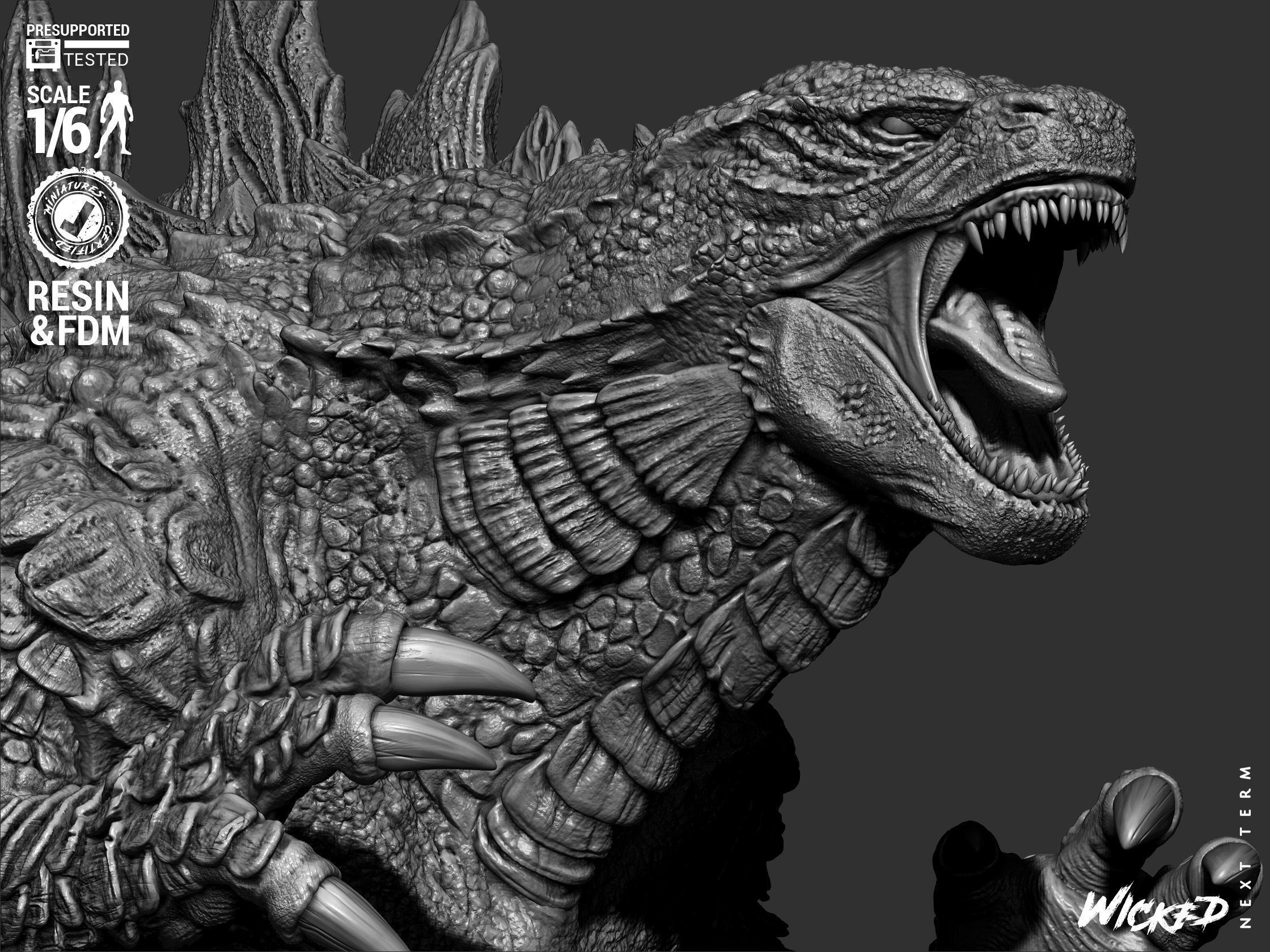 Wicked Movies Godzilla Sculpture 3D print model_40