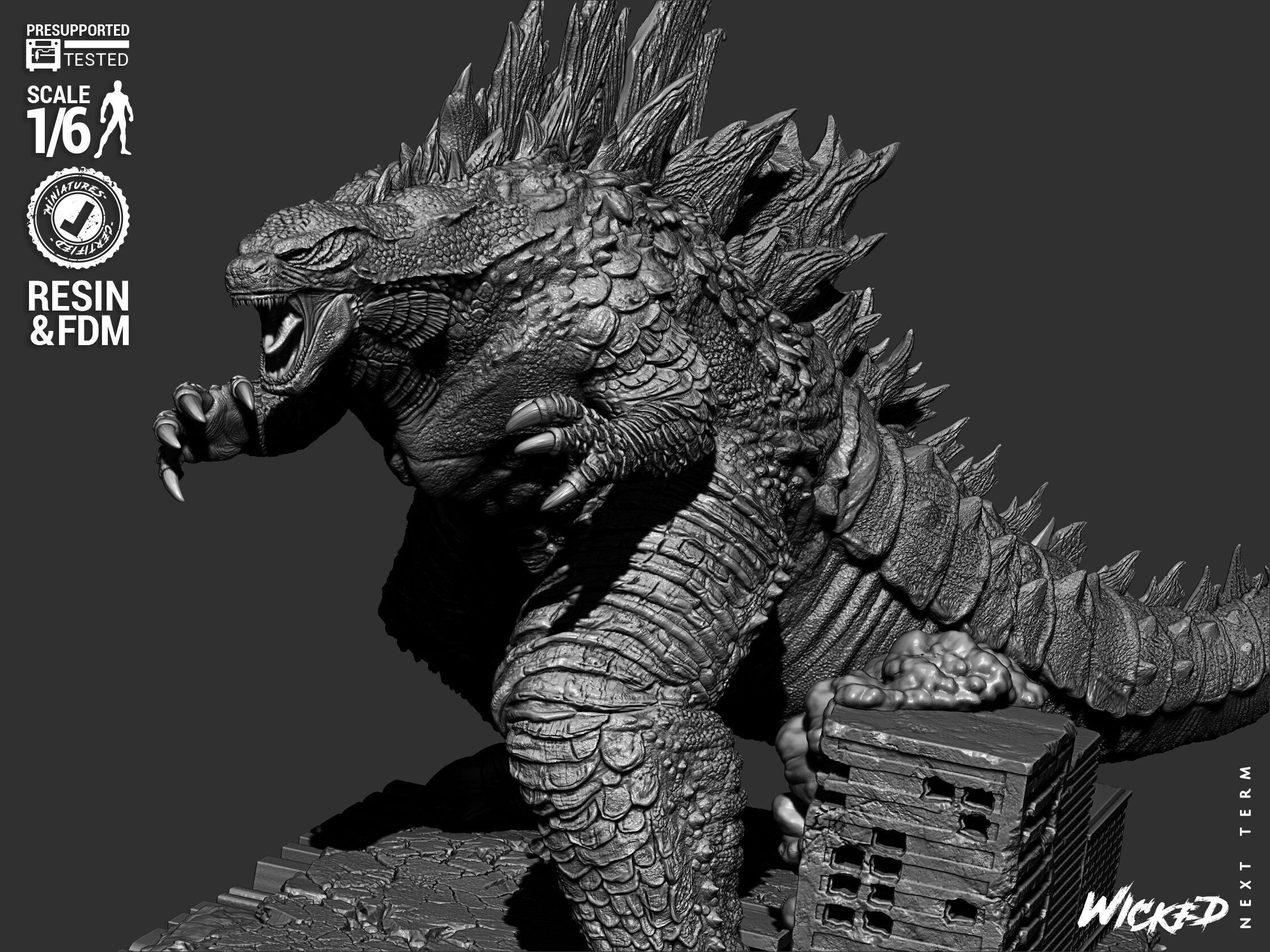 Wicked Movies Godzilla Sculpture 3D print model_19