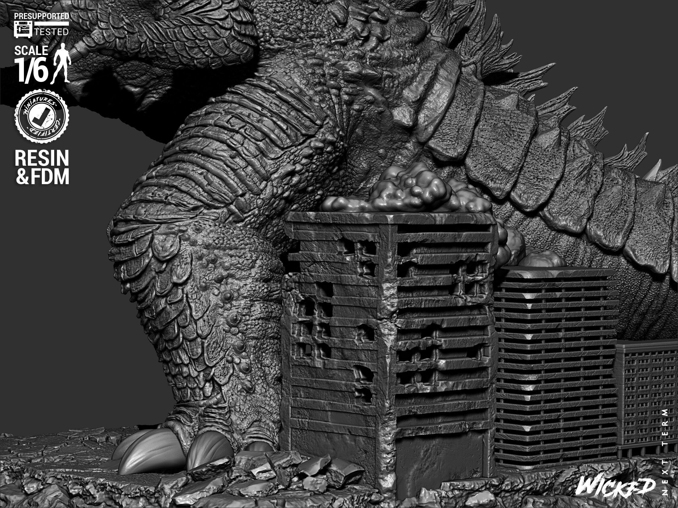 Wicked Movies Godzilla Sculpture 3D print model_36
