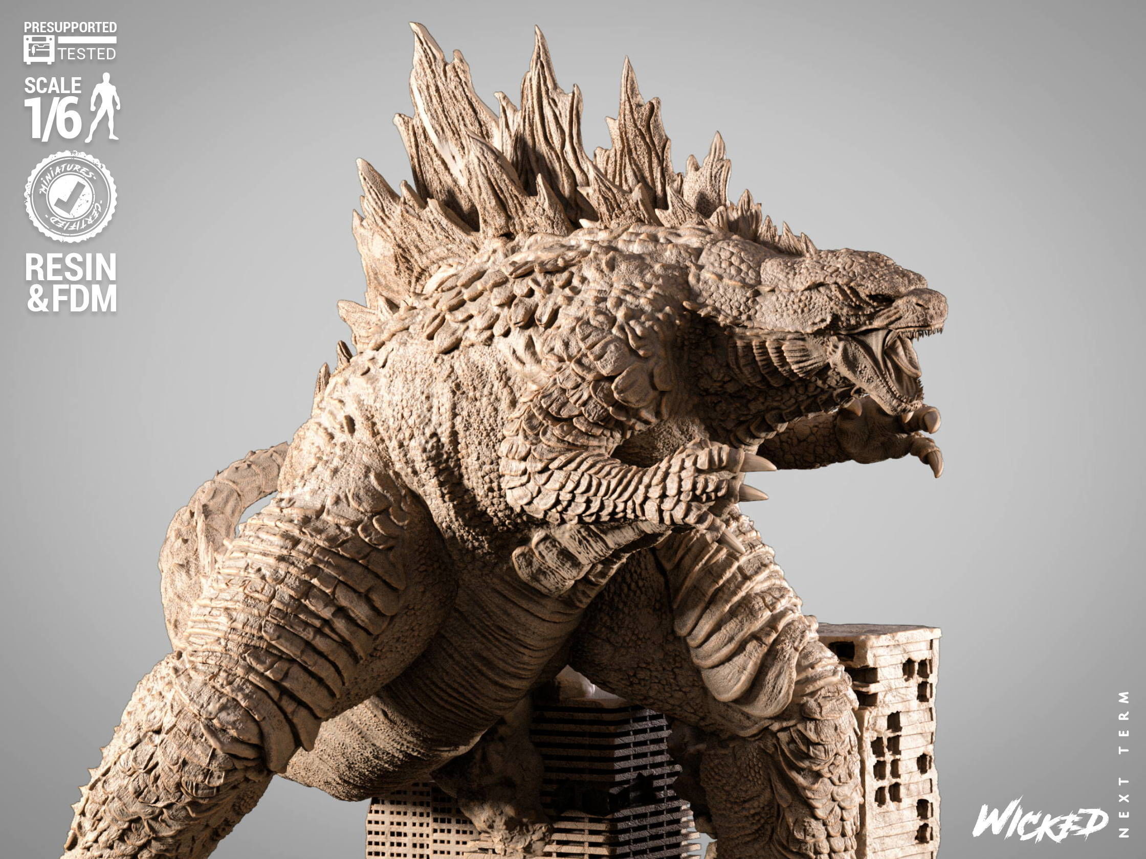 Wicked Movies Godzilla Sculpture 3D print model_8