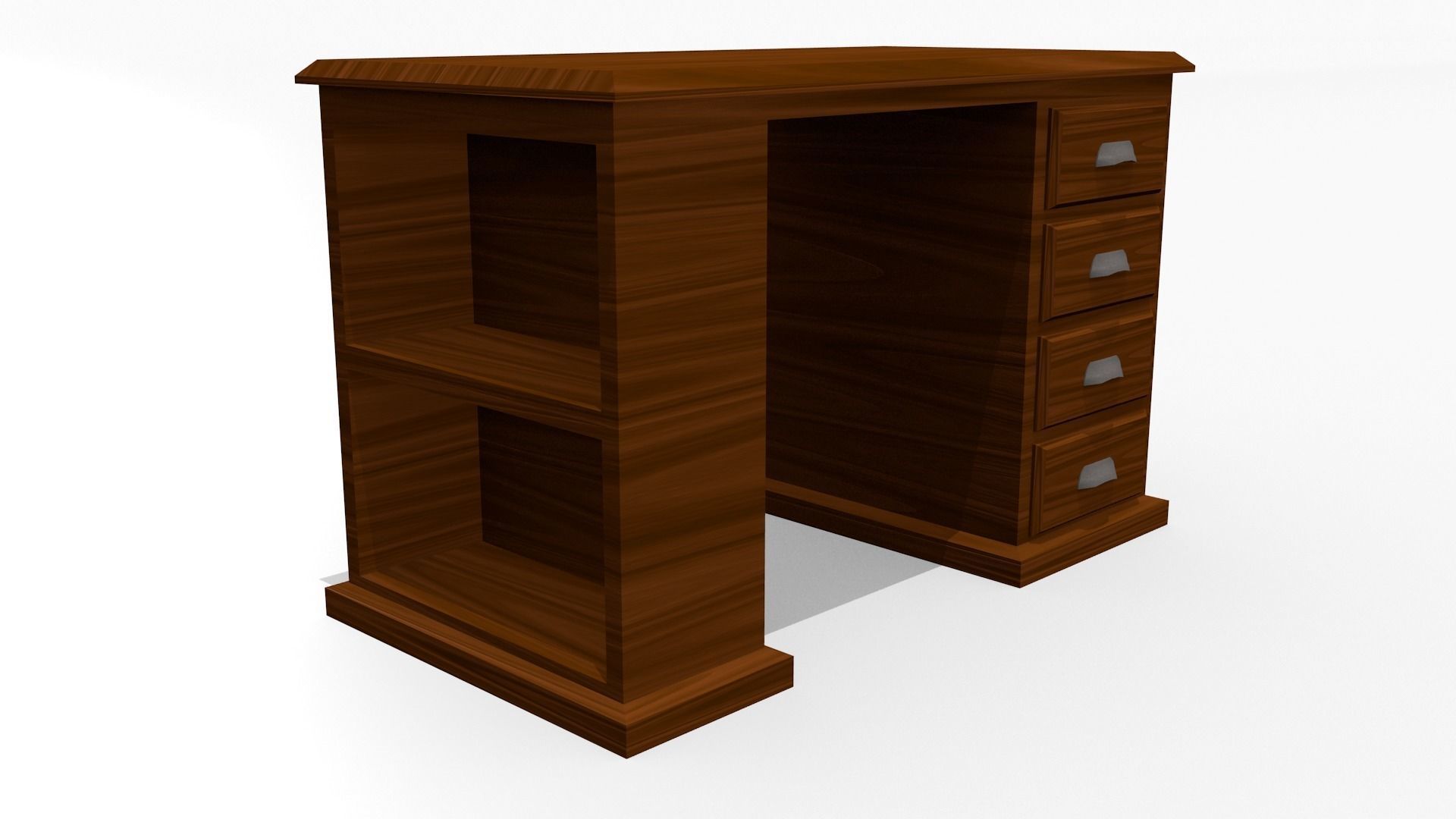 Wooden Desk Low-poly 3D model_3