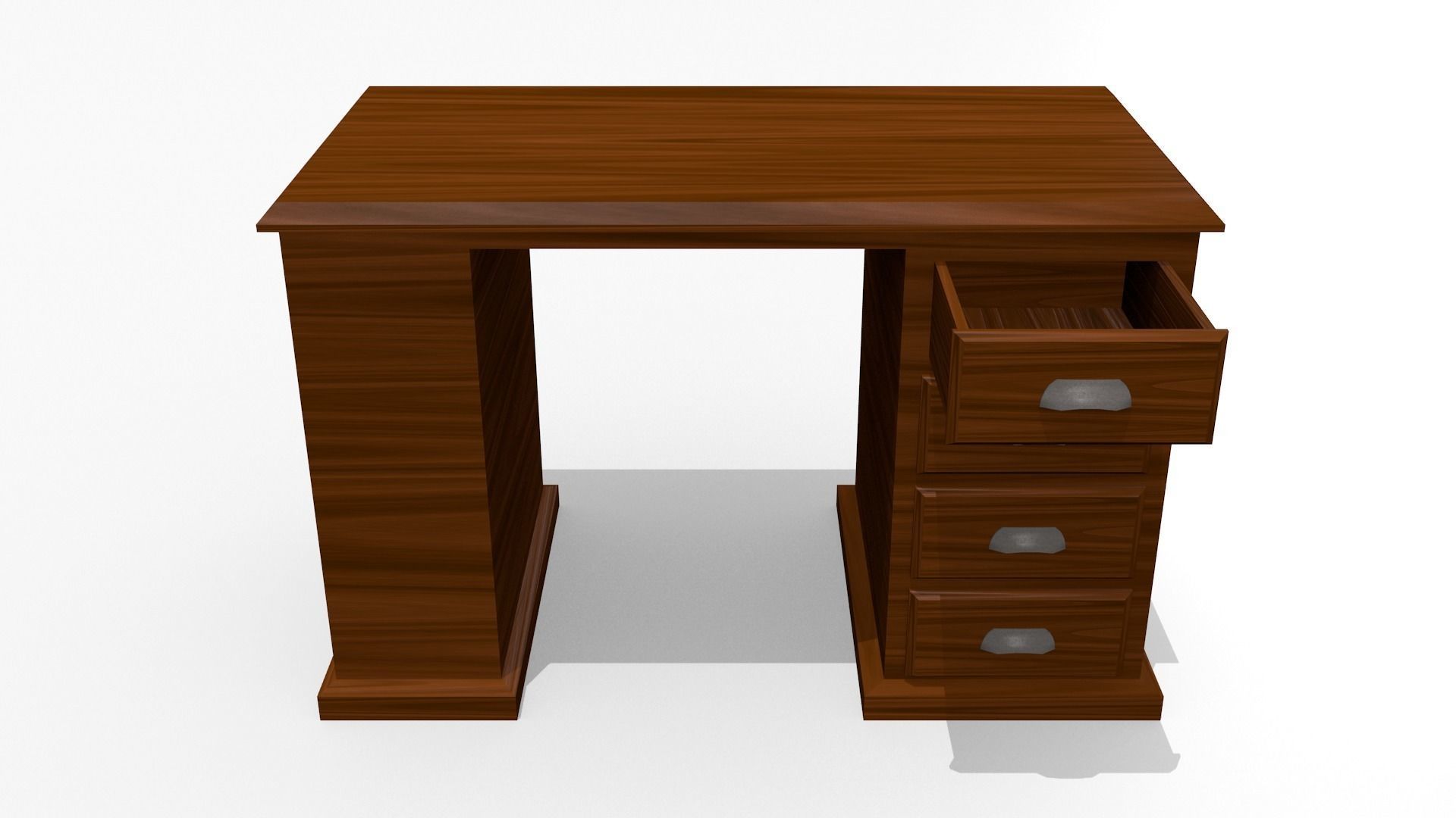 Wooden Desk Low-poly 3D model_2