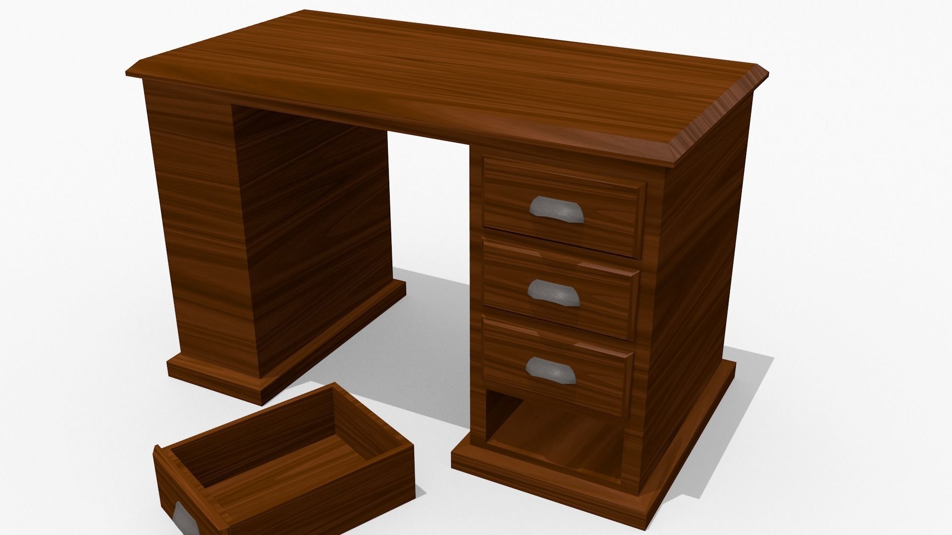 Wooden Desk Low-poly 3D model_6