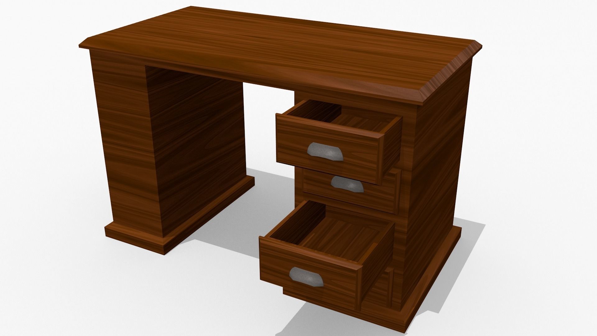 Wooden Desk Low-poly 3D model_7