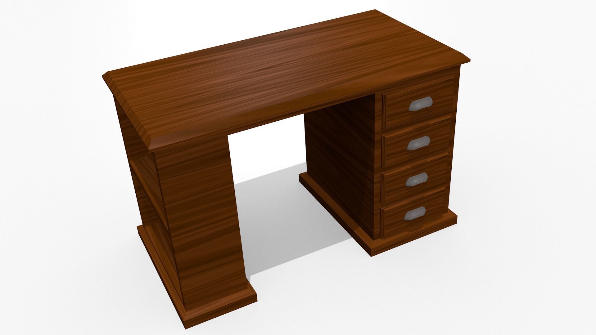 Wooden Desk Low-poly 3D model_5