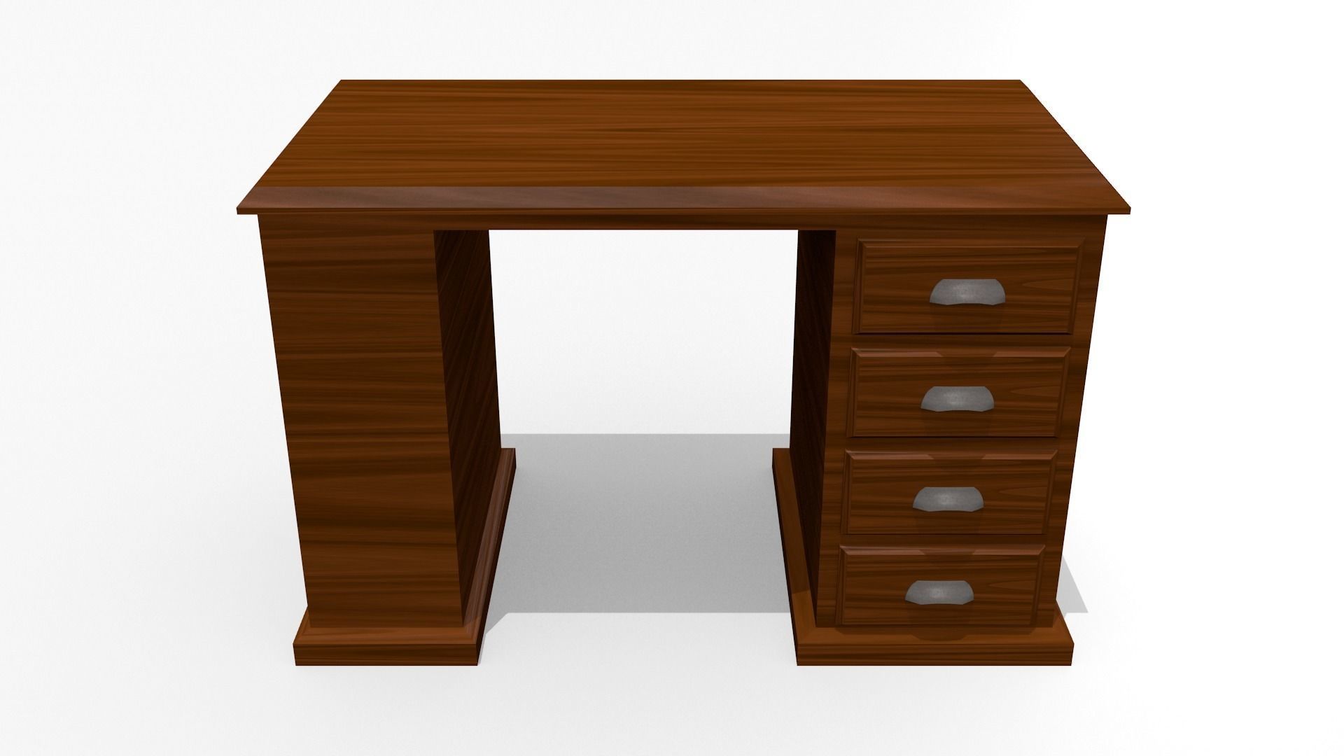 Wooden Desk Low-poly 3D model_1