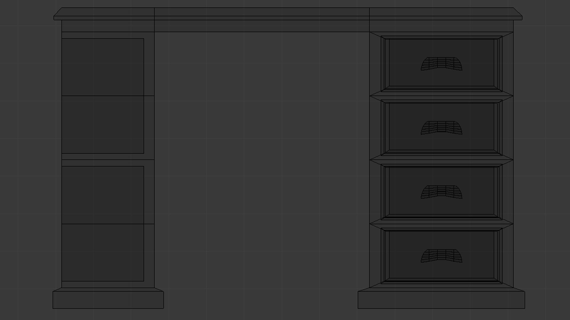 Wooden Desk Low-poly 3D model_9