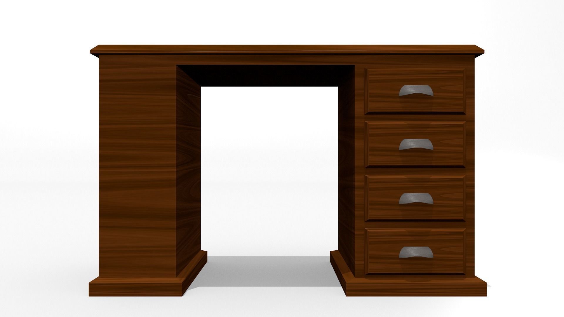 Wooden Desk Low-poly 3D model_4