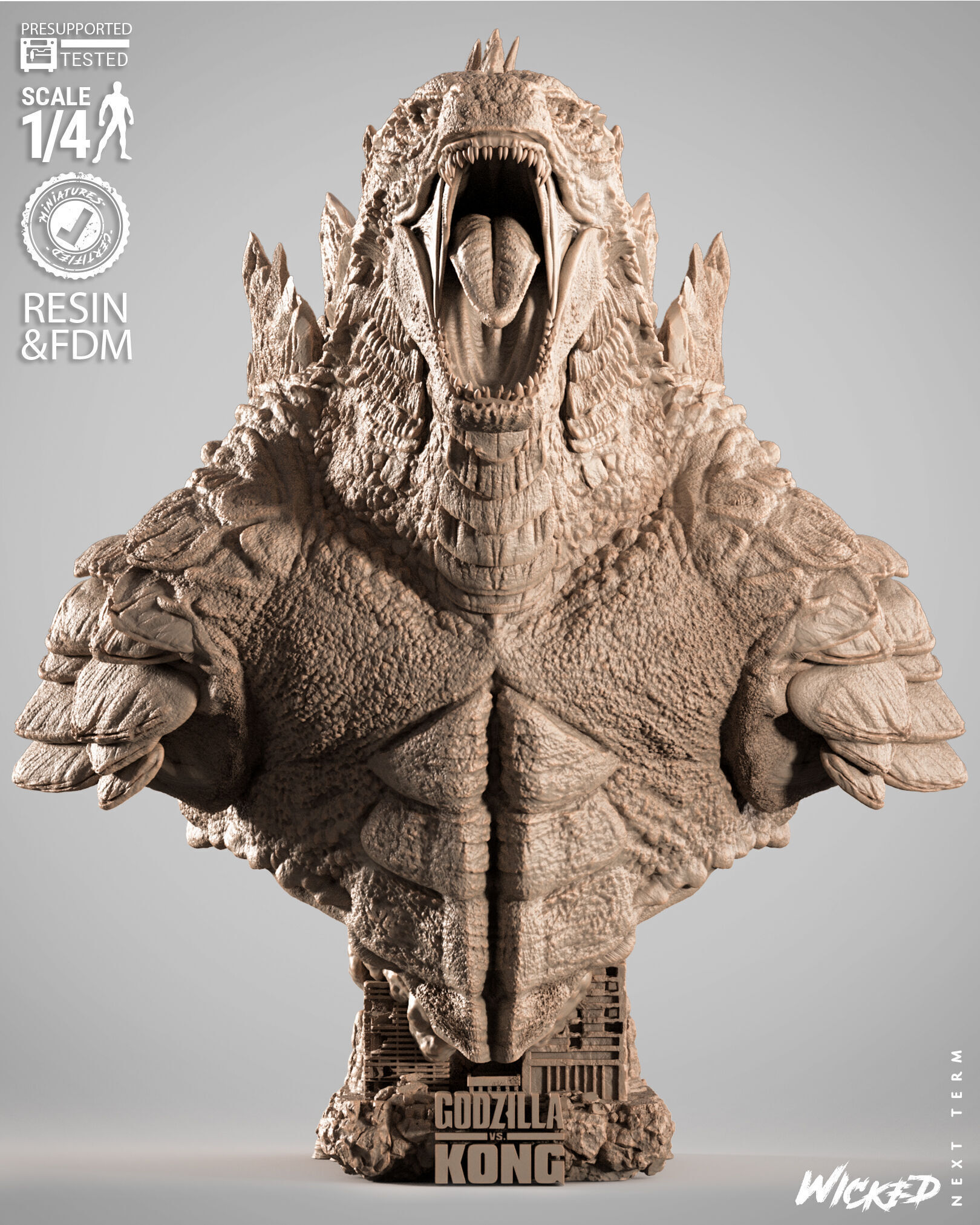 Wicked Movies Godzilla Portrait Bust 3D print model_6