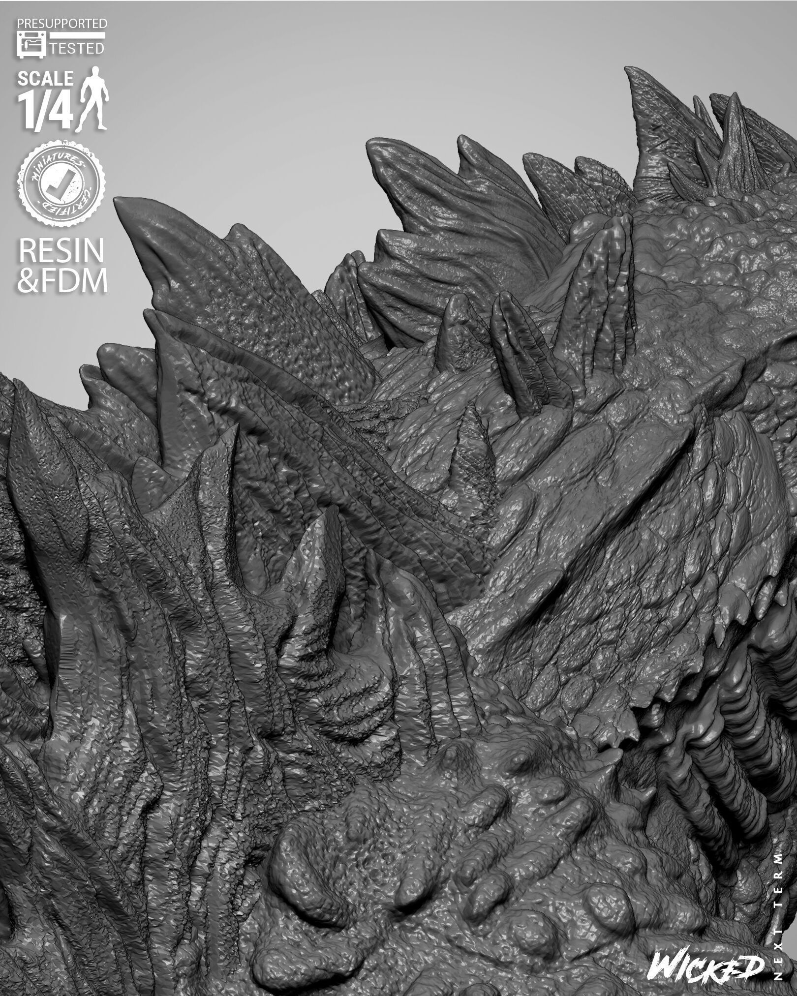 Wicked Movies Godzilla Portrait Bust 3D print model_37