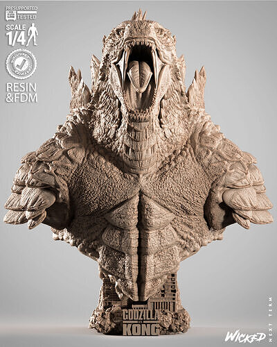 Wicked Movies Godzilla Portrait Bust 3D print model