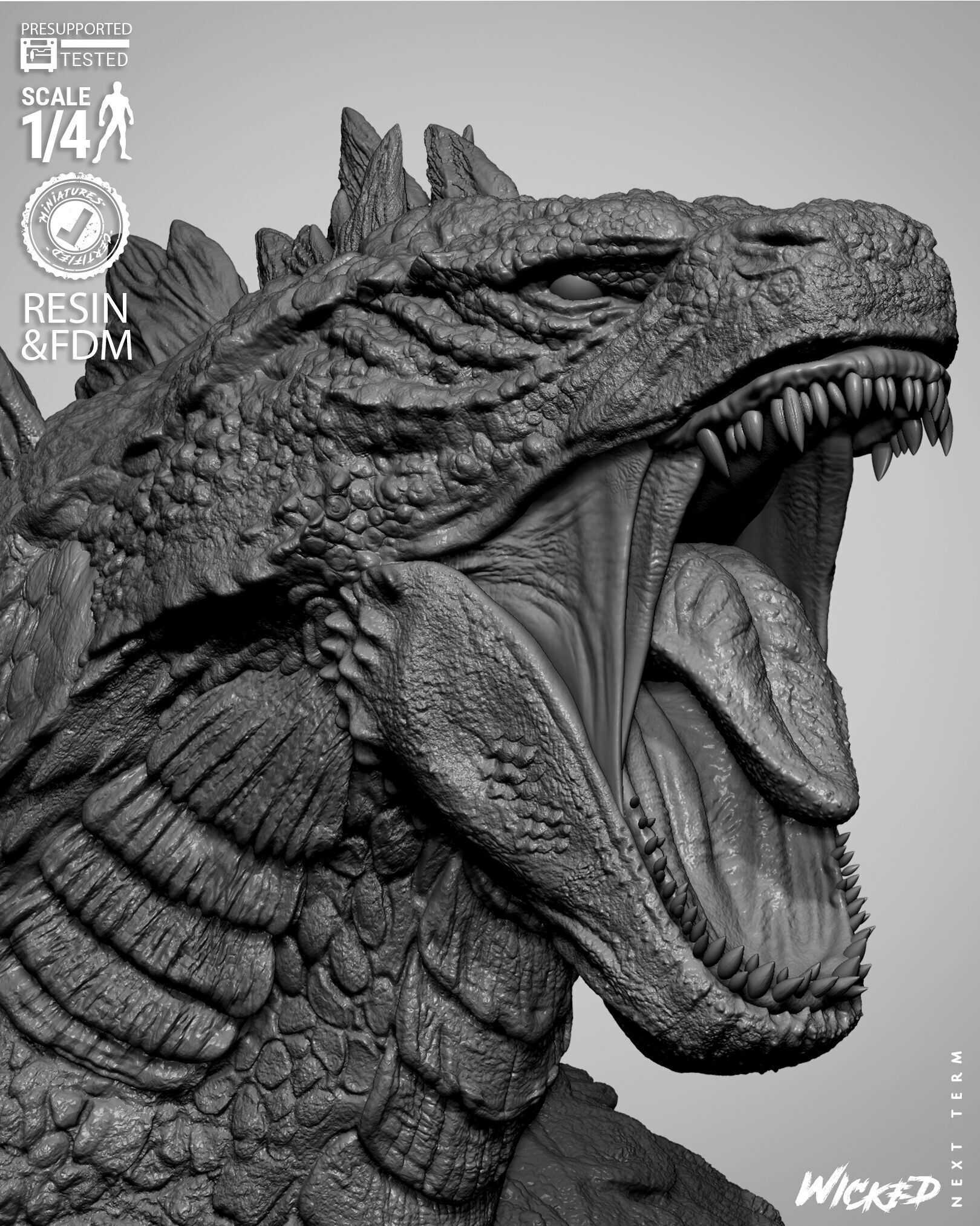 Wicked Movies Godzilla Portrait Bust 3D print model_35