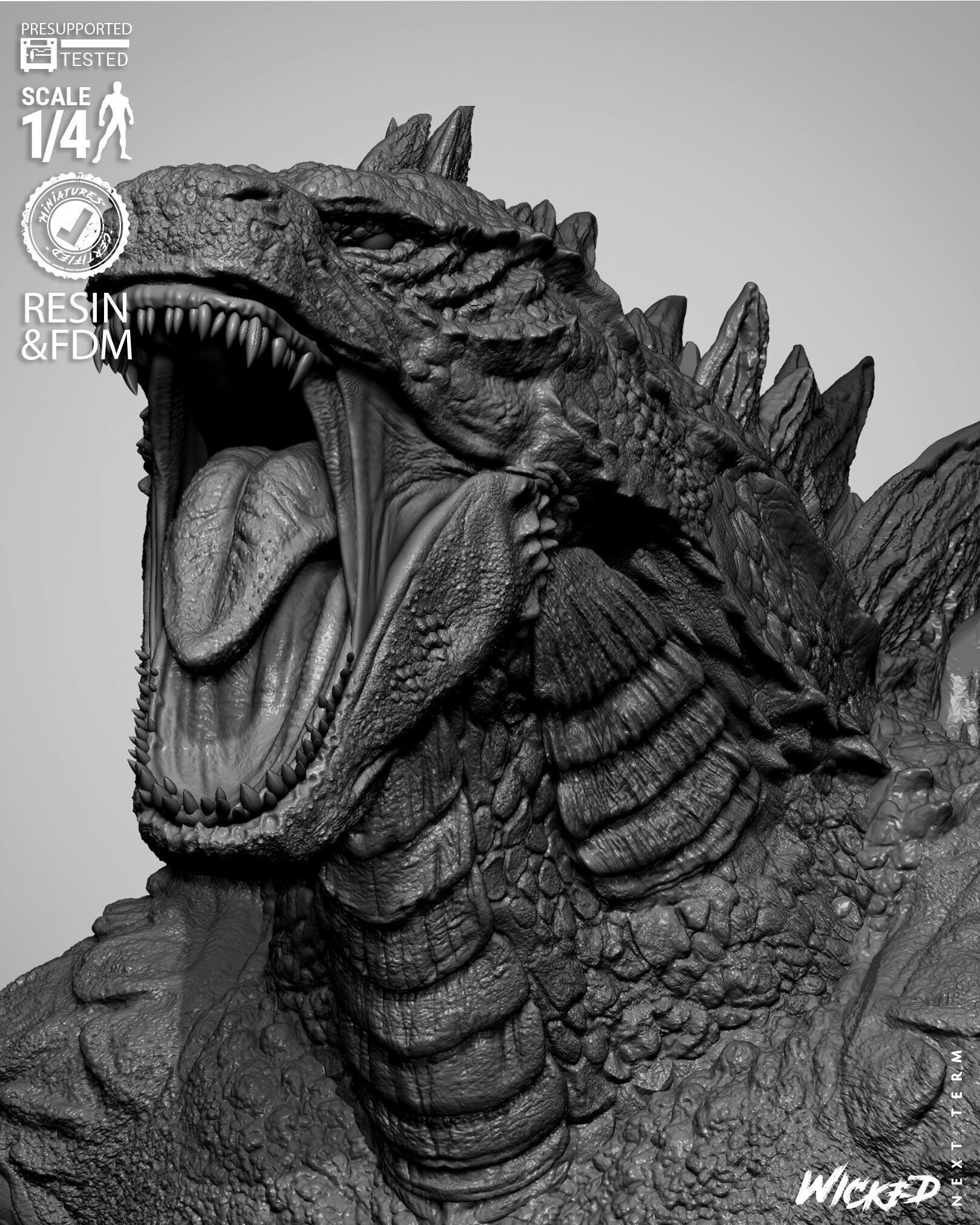 Wicked Movies Godzilla Portrait Bust 3D print model_32