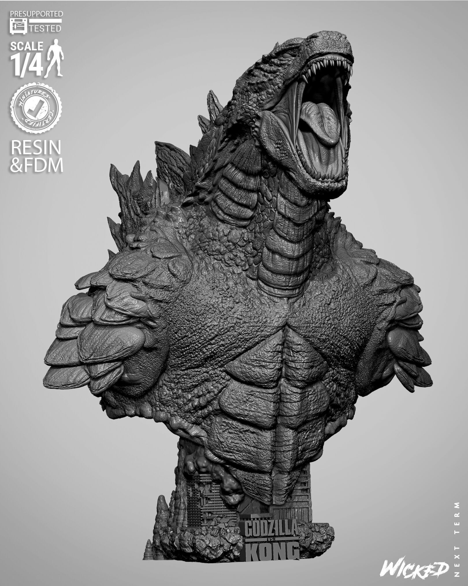 Wicked Movies Godzilla Portrait Bust 3D print model_25