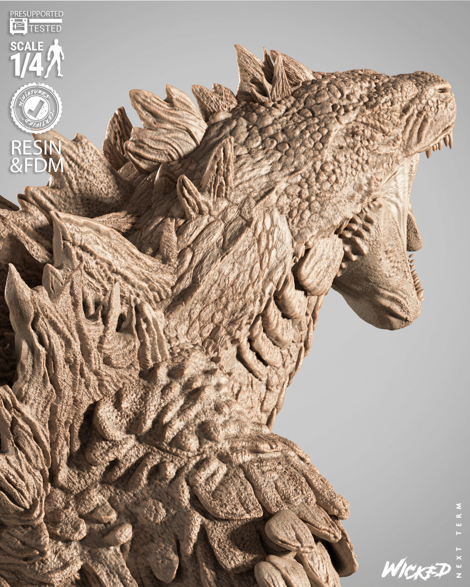 Wicked Movies Godzilla Portrait Bust 3D print model_16