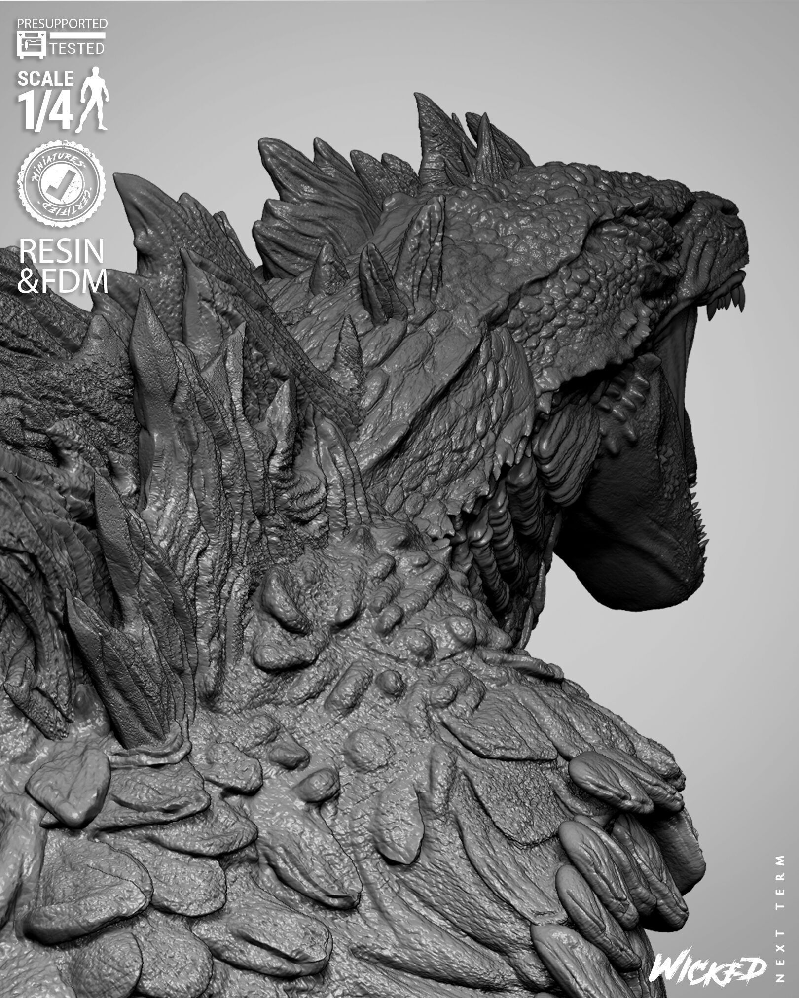 Wicked Movies Godzilla Portrait Bust 3D print model_28