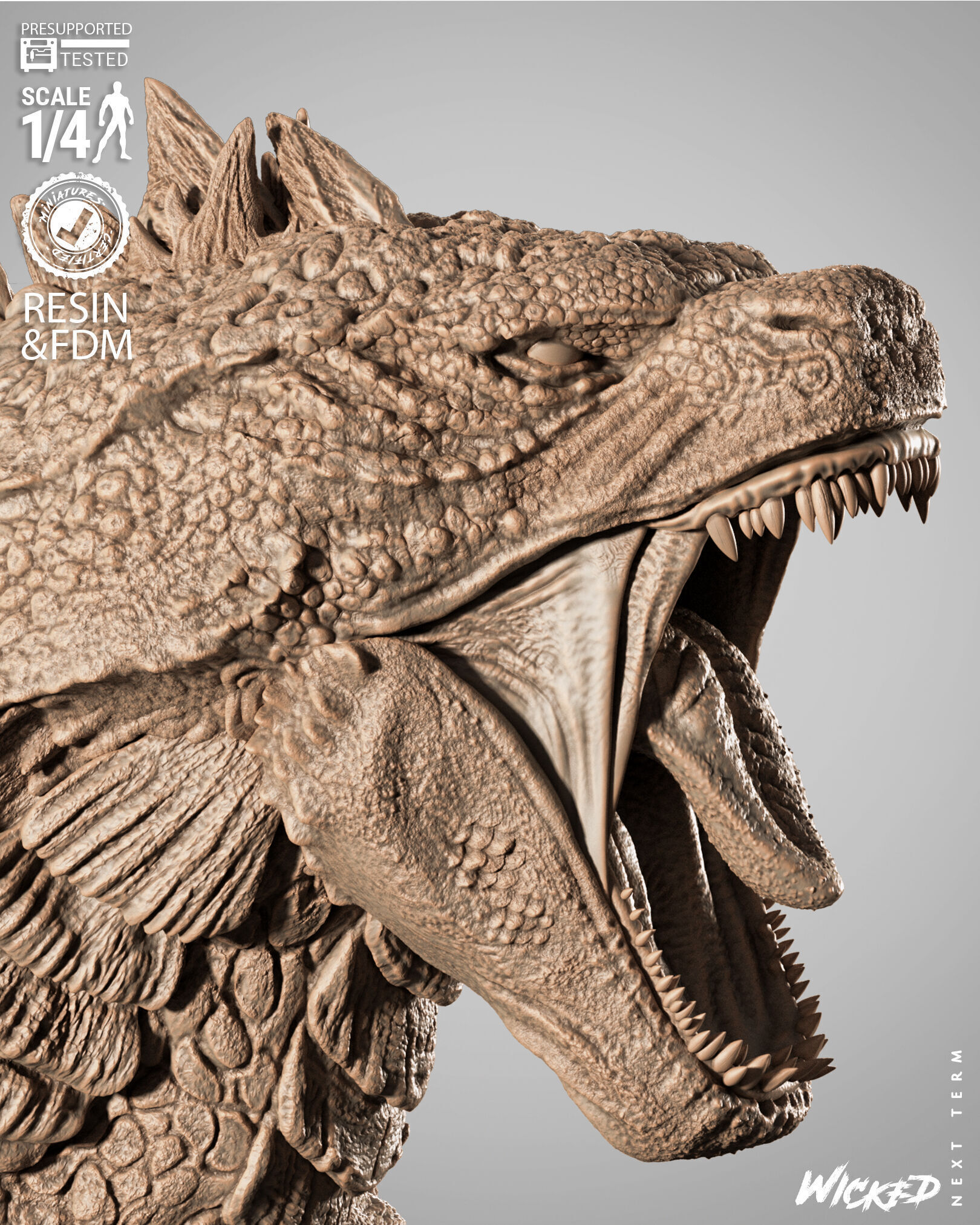 Wicked Movies Godzilla Portrait Bust 3D print model_12