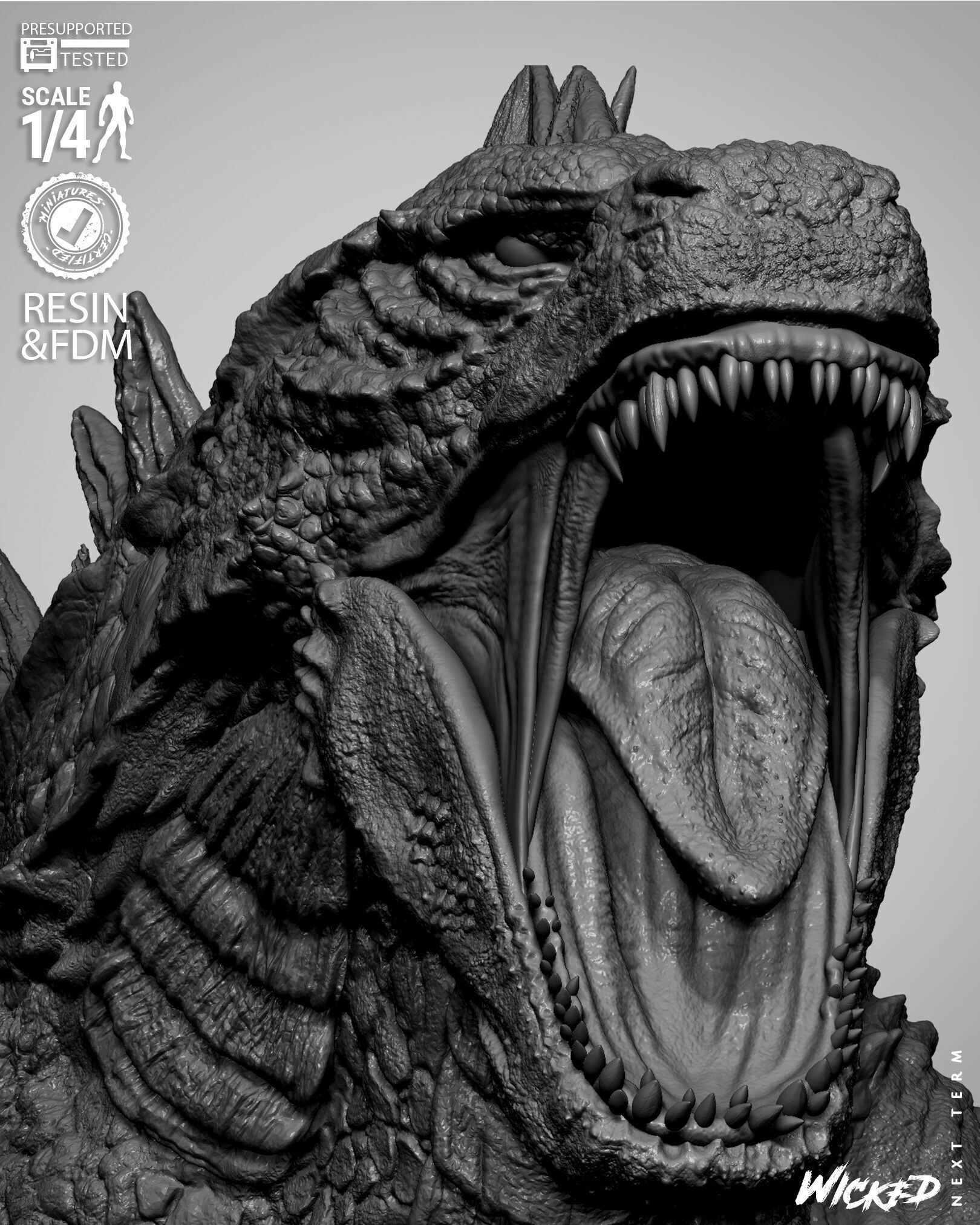Wicked Movies Godzilla Portrait Bust 3D print model_41
