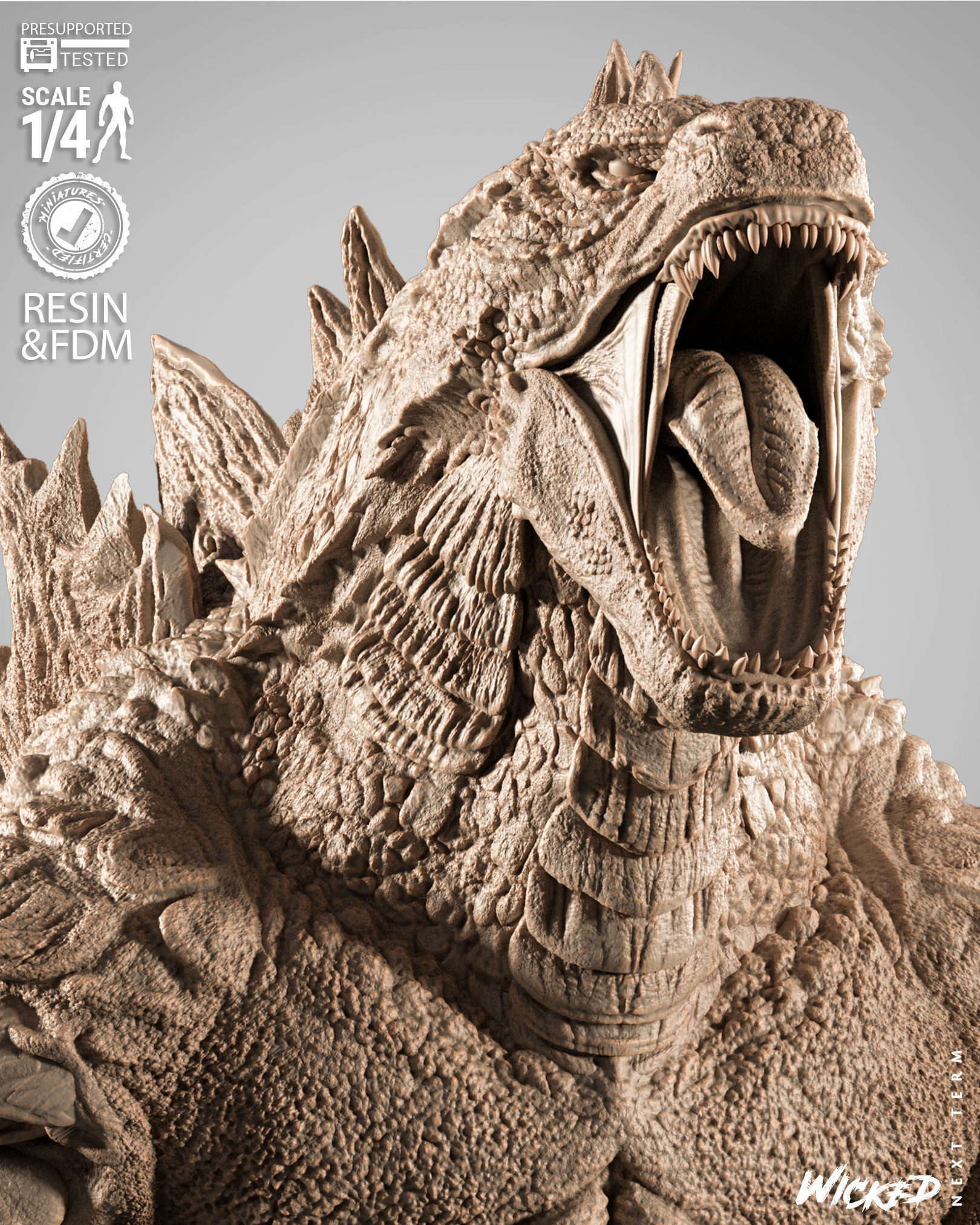 Wicked Movies Godzilla Portrait Bust 3D print model_7