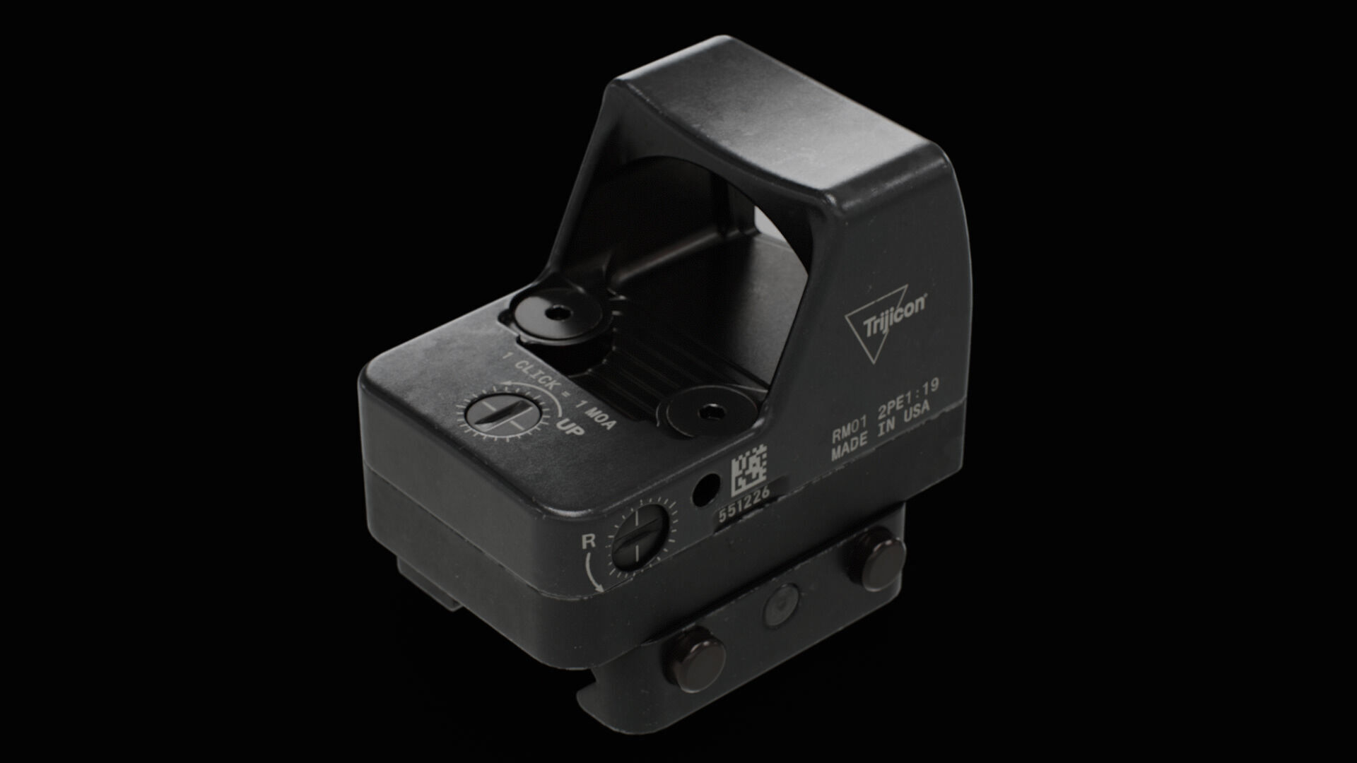 Trijicon RMR Automatic LED and 45 Degree Mount Low-poly 3D model_10